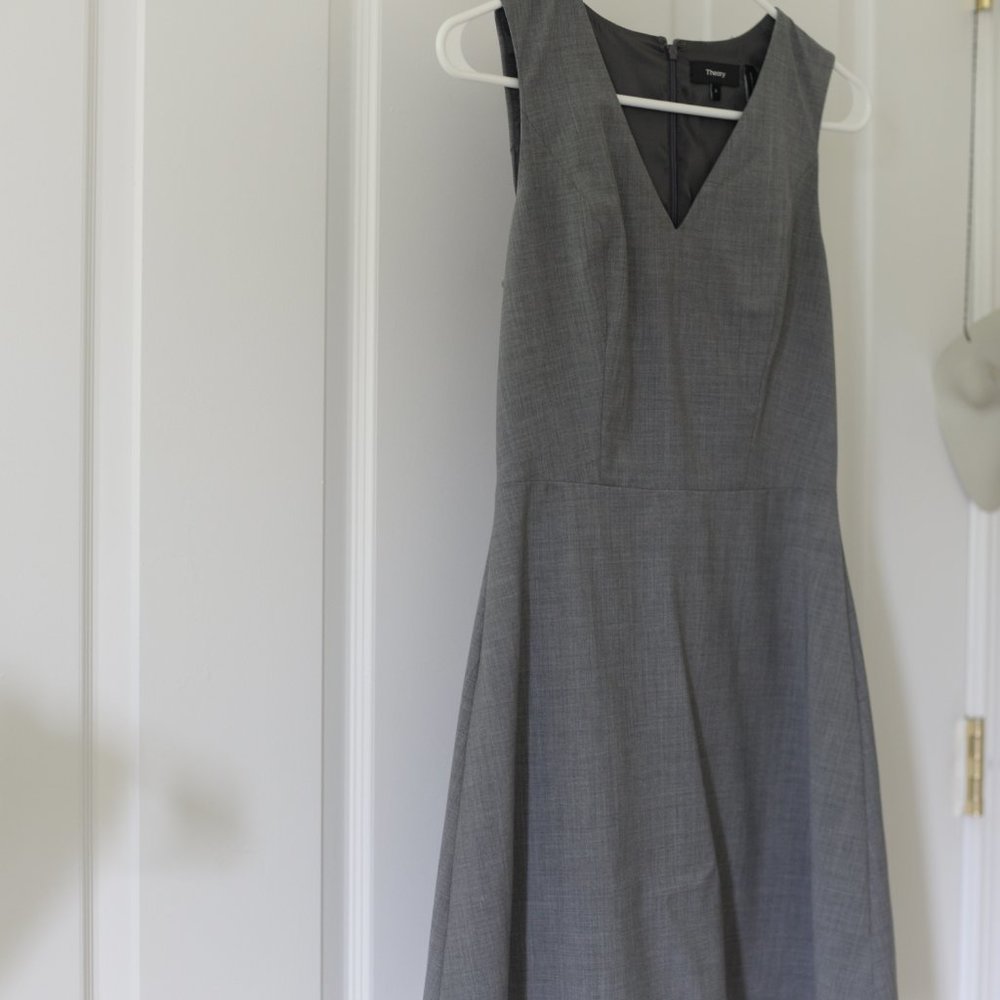 Theory wool A-line dress grey melange 0